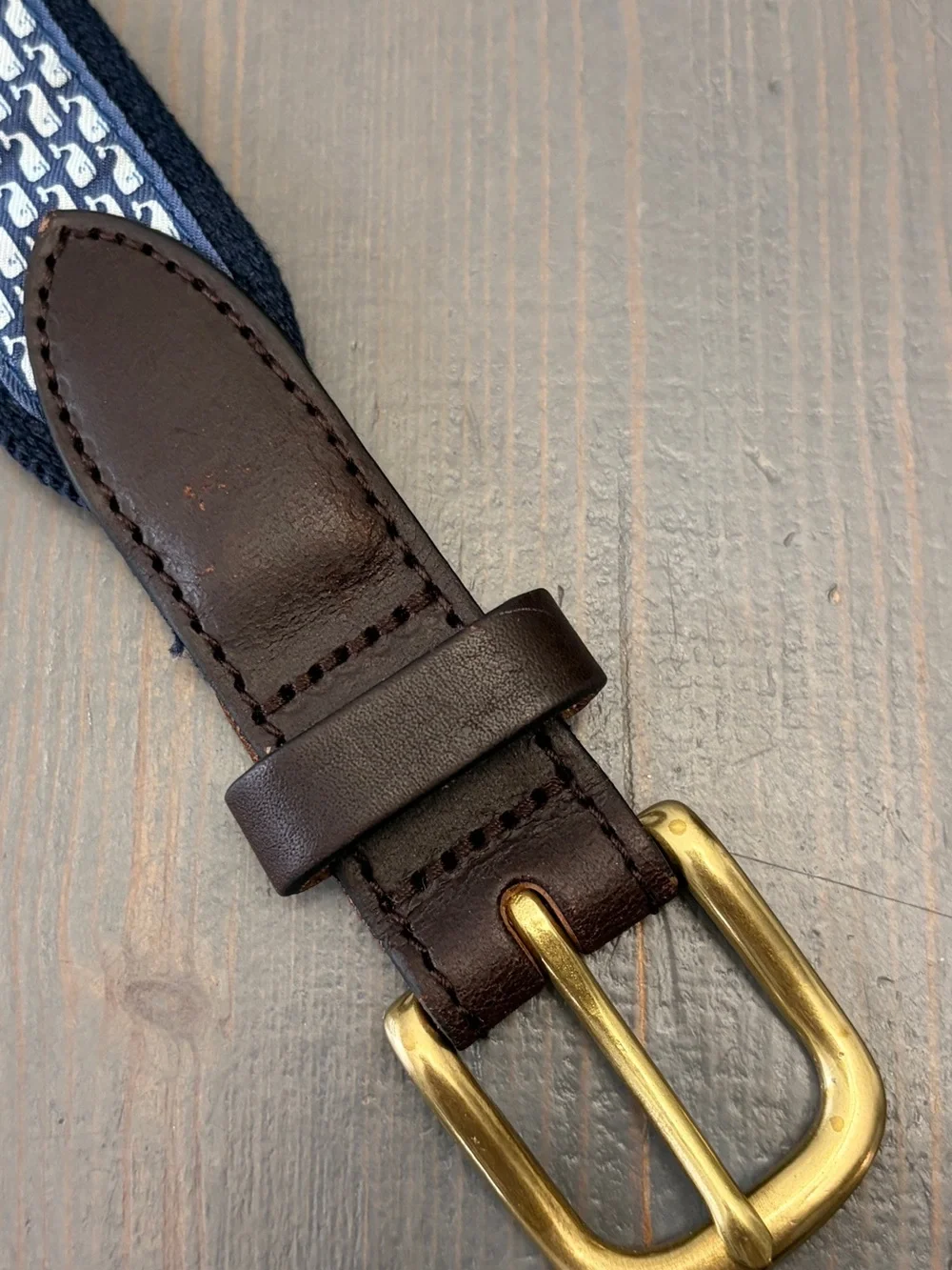 Vineyard Vines Navy and White Whale Pattern Belt